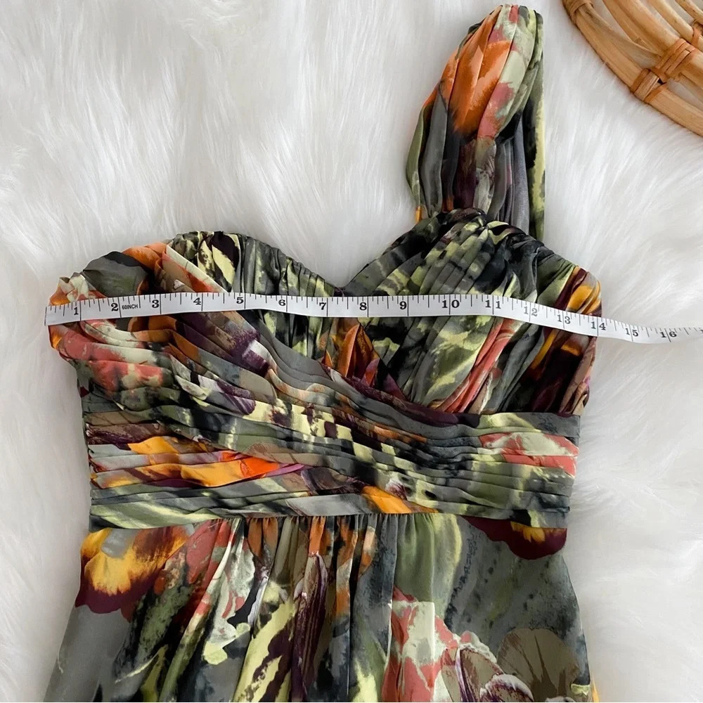 PRICE DROP! Ted Baker Maxi Dress One Shoulder Green Floral - Picture 9 of 12